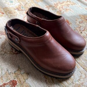 L.L. Bean Camden Hills Clogs in Chestnut Brown Leather